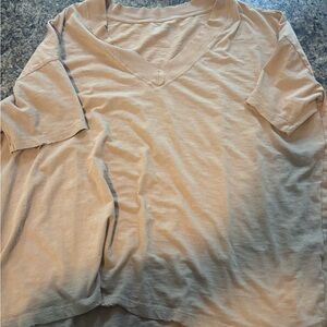 Aerie Tan V-Neck Boyfriend Tee